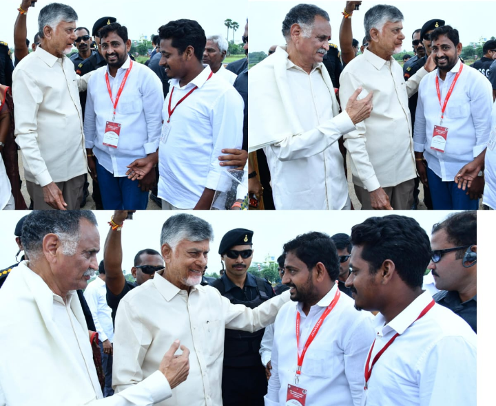 ముఖ్యమంత్రి చంద్రబాబుకు ఘన స్వాగతం పలికిన కుంచా అంజిబాబు